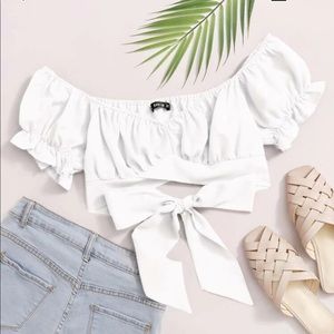 Puff sleeve white crop top